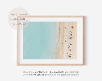 Parasols imprimés, Parasol imprimable, Affiche numérique de plage, Art de plage aérien, Photographie de plage, Art des murs côtiers, Art numérique