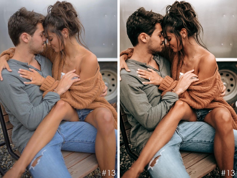 Puede incluir: Una pareja sentada junta en un banco de madera, mir&aacute;ndose. La mujer lleva un c&aacute;rdigan marr&oacute;n y el hombre lleva una camisa verde. Ambos llevan pantalones vaqueros.