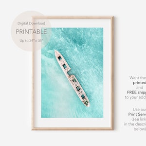 Beach Coast Art Print, Shipwreck Print, Aerial Photography, Printable Wall Art, Ocean Wall Art, Aerial Ocean Art, Sea Poster, Home Decor Art
