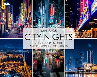 PRESETS DE NOCHE DE CIUDAD, Presets urbanos de calle, Presets de vida nocturna, Presets de poca luz, Presets de neón oscuro, Presets de viaje, Presets de Lightroom móvil