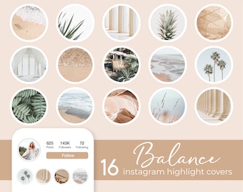 Instagram Highlight Covers, Lifestyle Fashion Instagram Blogger Icons, Instagram Story Covers, IG Stories Social Media Icons, Boho Instagram