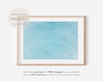 Ocean Print, Aerial People Swimming Poster, Ocean Waves Aerial, Ocean Wall Art, Aerial Beach, Ocean Art, Sea Poster, Beach Photography Art