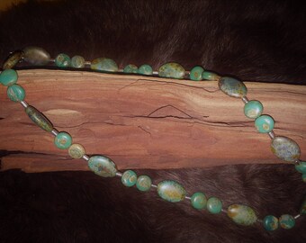Soothing Waters Czech Picasso Necklace