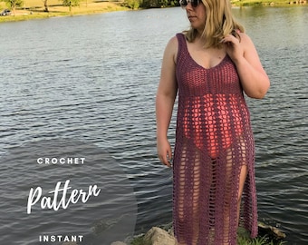 CROCHET DRESS PATTERN, Swimsuit Cover Up, Crochet Tutorial, pdf Crochet Pattern, Day Trip Beach Dress, Cotton Dress, women's dress,