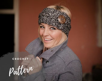 Chunky Crochet Button Headband Pattern - 30 Minute Crochet Earwarmer - Braided Ear Warmer