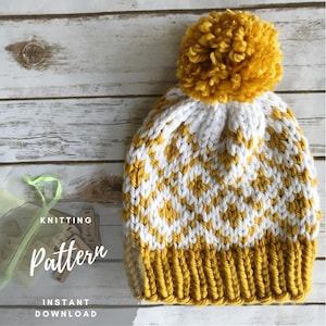 Fair Isle Diamonds Knitting Hat Pattern