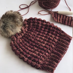 Pebble Slouch, Crochet Pattern, Puff Stitch, Beginner Crochet, Photo Tutorial, PDF Download, Slouchy Hat, Learn To Crochet image 3