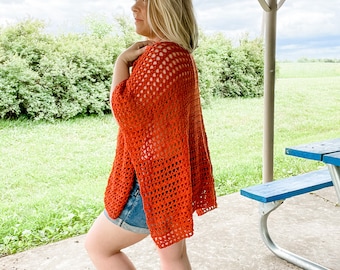 CROCHET PATTERN, Jules Poncho, Cute Crochet Poncho, Mesh Crochet, Swimsuit Coverup, Summer Crochet, Sport Weight, Lacy Poncho Pattern