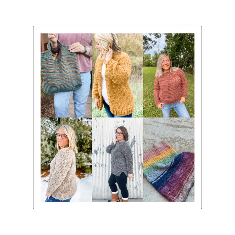 My Favorite Crochet Patterns Bundle, 20 crochet patterns, crochet pattern bundle, sweater, shawl, beanie, bag, dress image 1