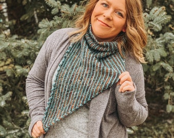 Tunisian Crochet, Striped Cowl, James Kerchief, Tunisian Crochet Pattern, Crochet scarf, Two Color DK, Easy Crochet Gift, bandana cowl