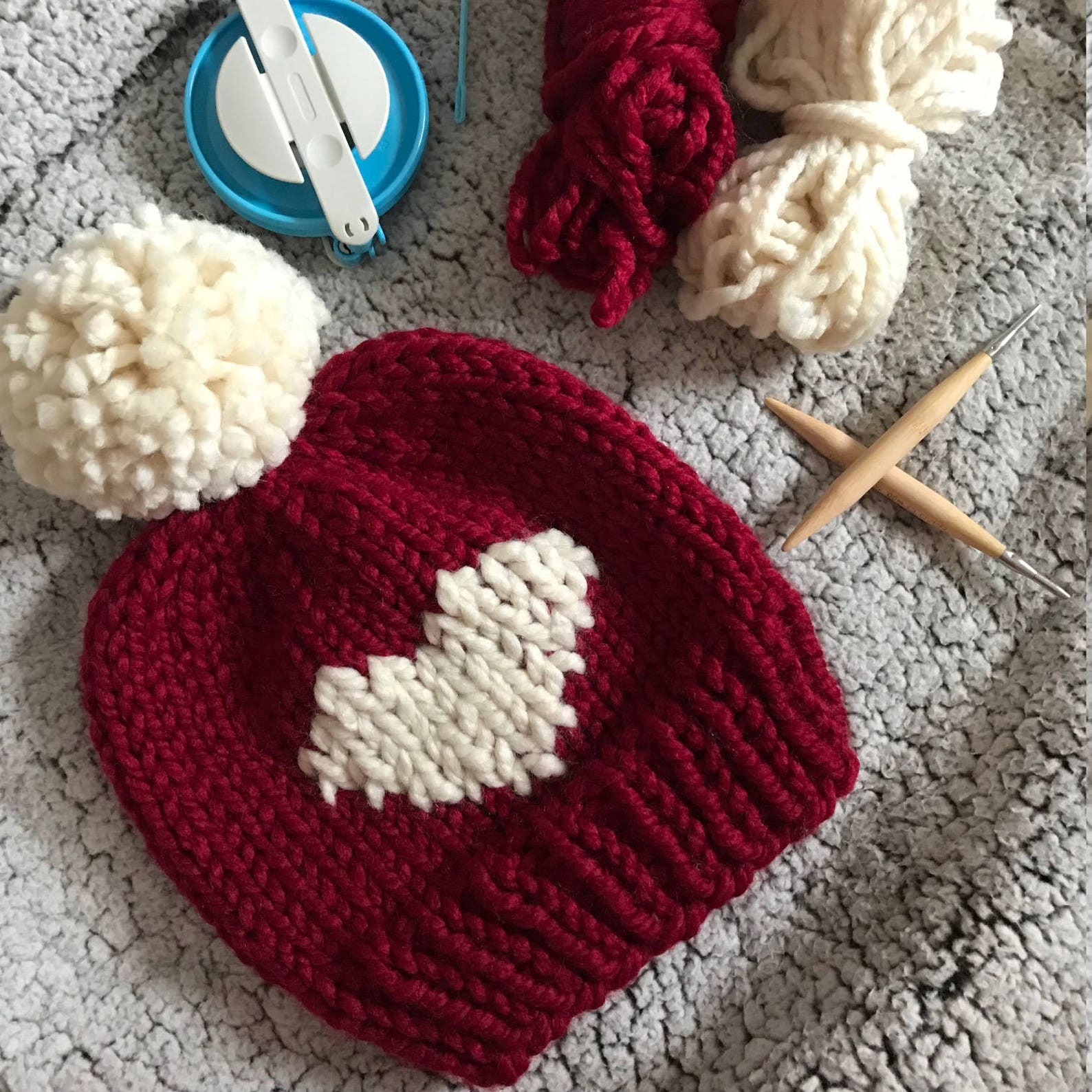 Knit Heart Hat Valentine's Day Hat Heart Beanie Pattern Etsy
