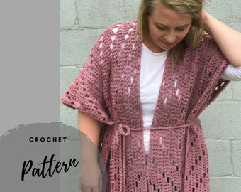 CROCHET PATTERN, Brick Road Ruana, Crochet Kimono, PDF Tutorial, Fillet Crochet Pattern, Crochet Poncho, Oversized Wrap, Easy Crochet
