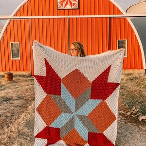 Barn Quilt Blanket, C2C Afghan, Corner to Corner Blanket, Crochet Pattern, Quilt Inspired, Worsted Weight Blanket, Heirloom Gift