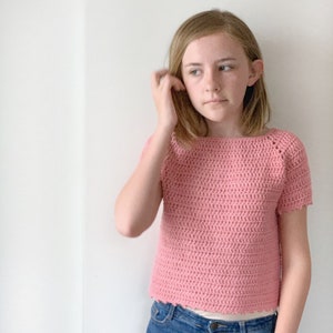 CROCHET PATTERN, Girls Raglan, Crochet Sweater, Lil Raglan Tee, Worsted Weight Sweater, Cotton Shirt, Tween Crochet, Toddler pattern, Girls image 4