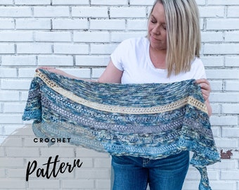 Crochet Shawl Pattern, Wishing Well Shawl, Crochet Tutorial, Summer Wrap, Lightweight Scarf, Crescent Shawl, Beginner Easy Crochet