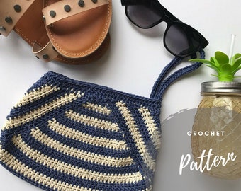 CROCHET PATTERN, Boardwalk Clutch, Crochet Purse, Striped Clutch, Crochet Tutorial, Cotton Purse, Cotton Bag, Easy Crochet, PDF Pattern