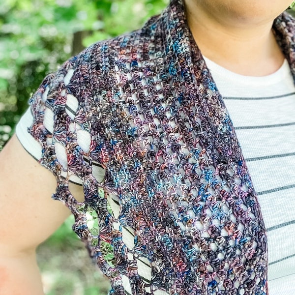 Crochet Shawl Pattern, Meryton Shawlette, Crochet Tutorial, Summer Wrap, fingering Scarf, Crescent Shawl, Beginner Easy Crochet, Cute Scarf