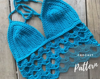 CROCHET PATTERN, Crochet Crop Top, Festival Bralette, Lace Crop Top, PDF Crochet Pattern, Boho Halter Top, Hippie Crochet, Tank Top Pattern