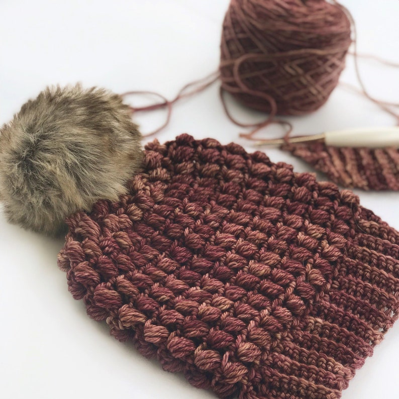 Pebble Slouch, Crochet Pattern, Puff Stitch, Beginner Crochet, Photo Tutorial, PDF Download, Slouchy Hat, Learn To Crochet image 5