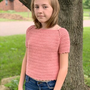 CROCHET PATTERN, Girls Raglan, Crochet Sweater, Lil Raglan Tee, Worsted Weight Sweater, Cotton Shirt, Tween Crochet, Toddler pattern, Girls image 2