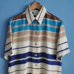 Vintage 90-tals Betty Barclay randig mönstrad blus - storlek L