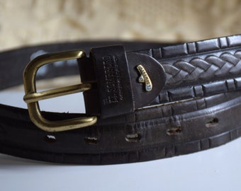 Vintage 90s Brown Leather Belt, Distressed Men's Leather