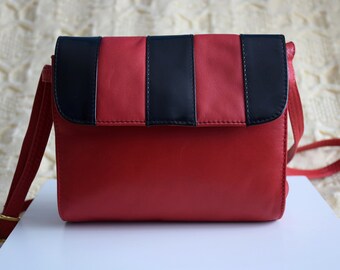 80s RED Crossbody Handbag Leather Purse to Clutch by Cypress Thailand Primary Power Dress Glam Rock Retro Professional Sophisticated Chic