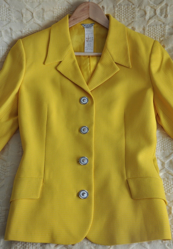 Vintage 90s GIANNI VERSACE Couture yellow wool-bl… - image 4