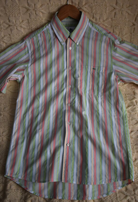 Vintage 90s Lacoste striped shirt, short sleeve m… - image 5