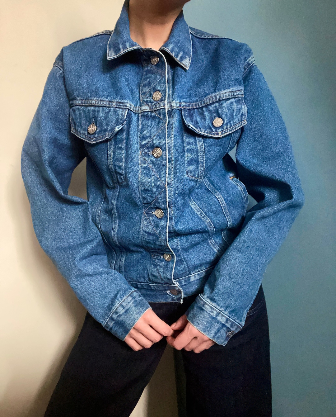 Chaqueta de mezclilla Americanino vintage de los anos 90 chaqueta Levis azul oscuro para hombres chaqueta trucker azul chaqueta jean chaqueta hipster S Made in Italy Etsy Mexico