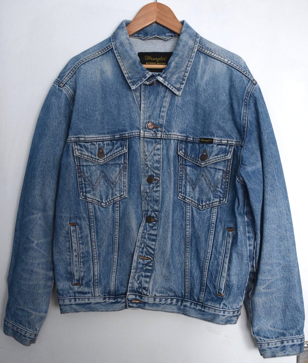 Vintage 90s Distressed Wrangler Denim Jacket, Men's 90s Medium Wash ...