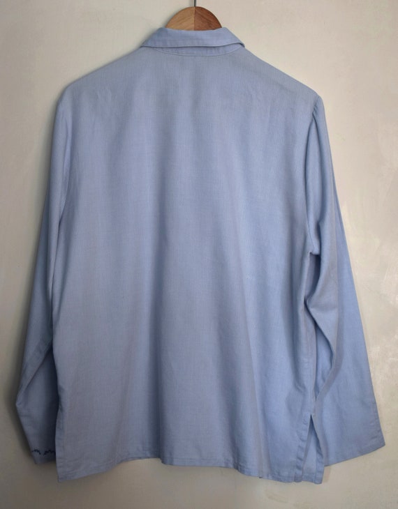 Vintage 90s embroidered blue folk blouse, Dirndl … - image 3