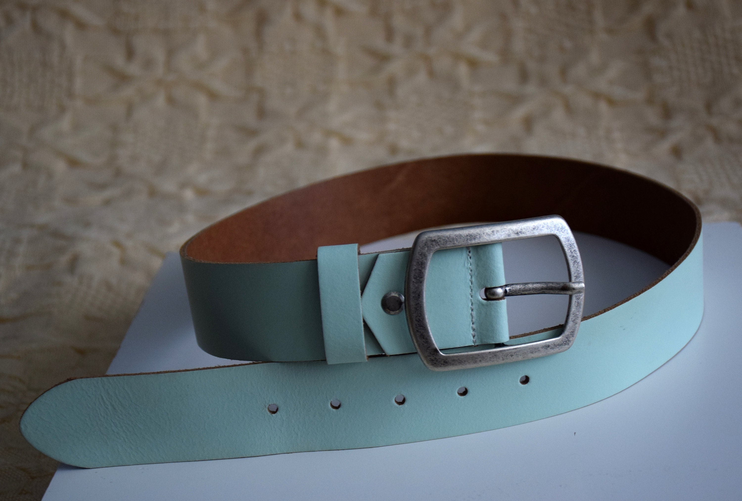 WTAPS HOOF BELT SYNTHETIC TEAL サイズM Vintage 90s Mint Green Leather Belt, Chunky Green Statement