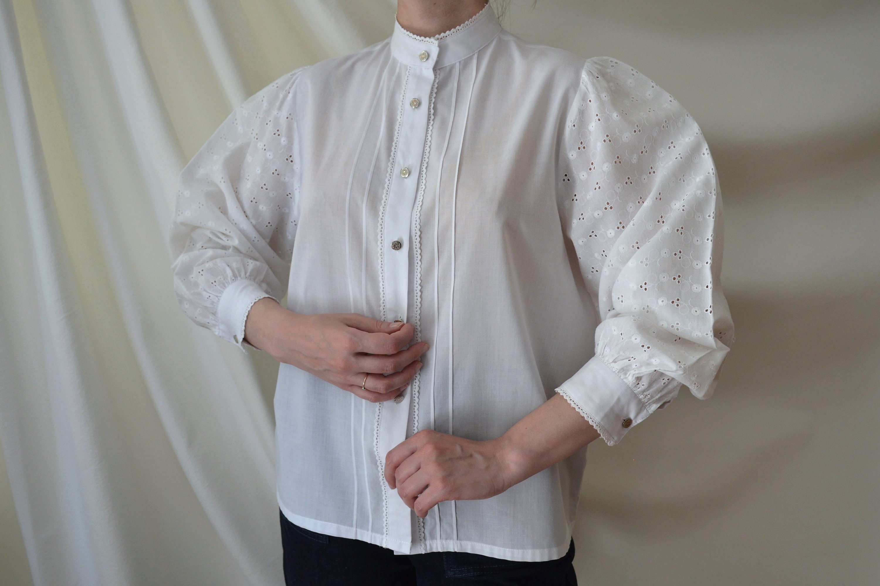 old fashioned high neck blouse