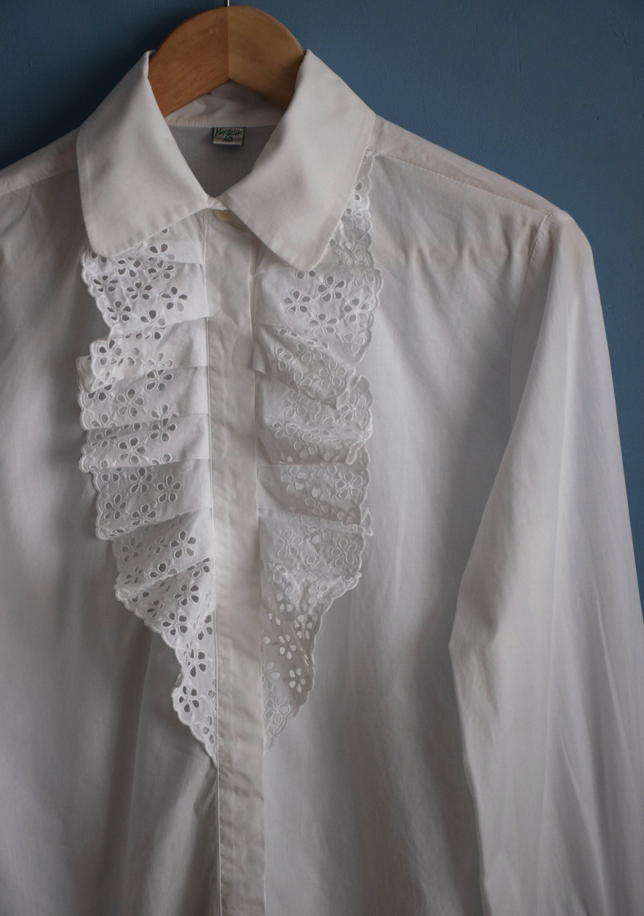 Vintage 90s White Lace Blouse Ruffle Lace Blouse Embroidered - Etsy