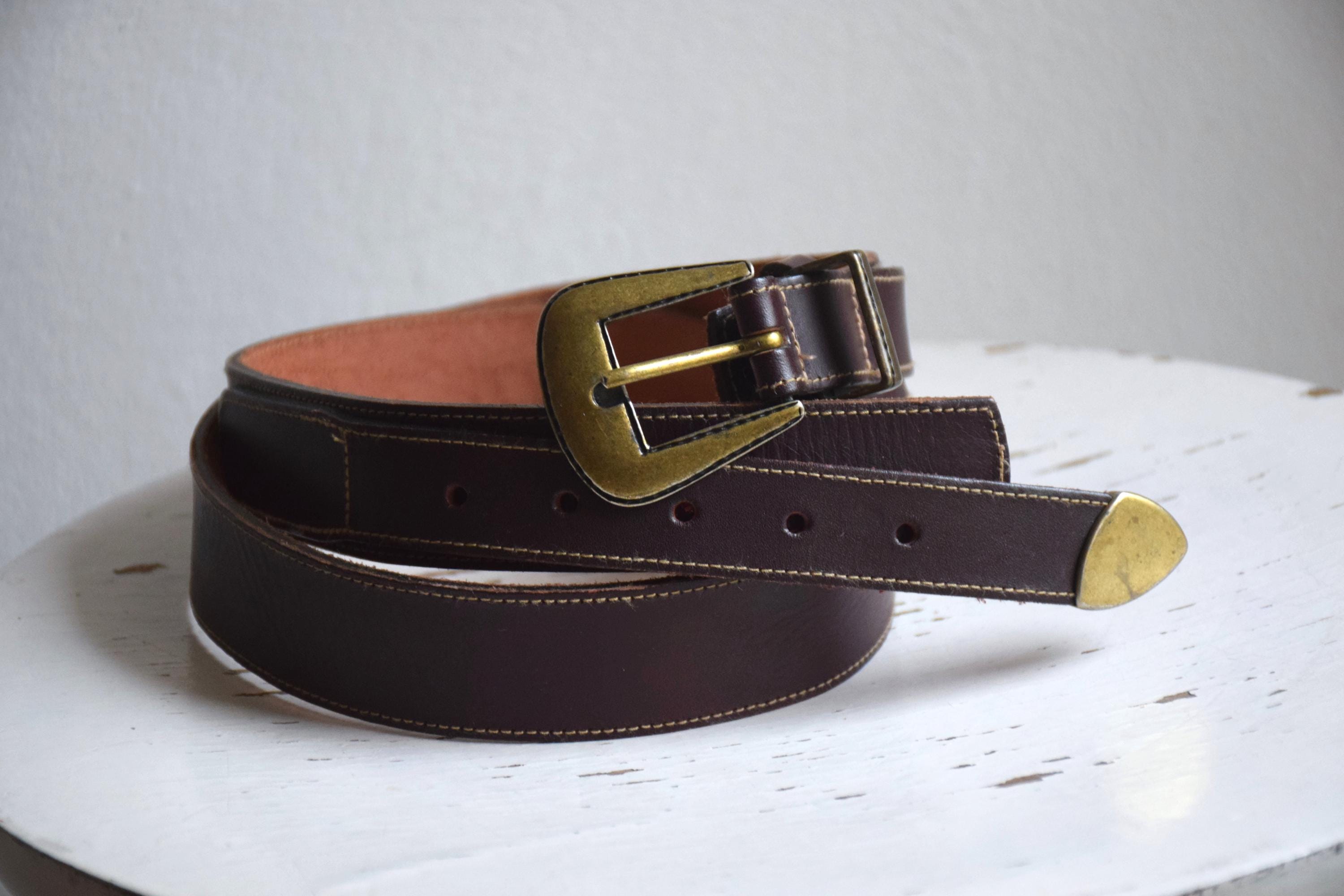 Brass and leather vintage belt 38.5\