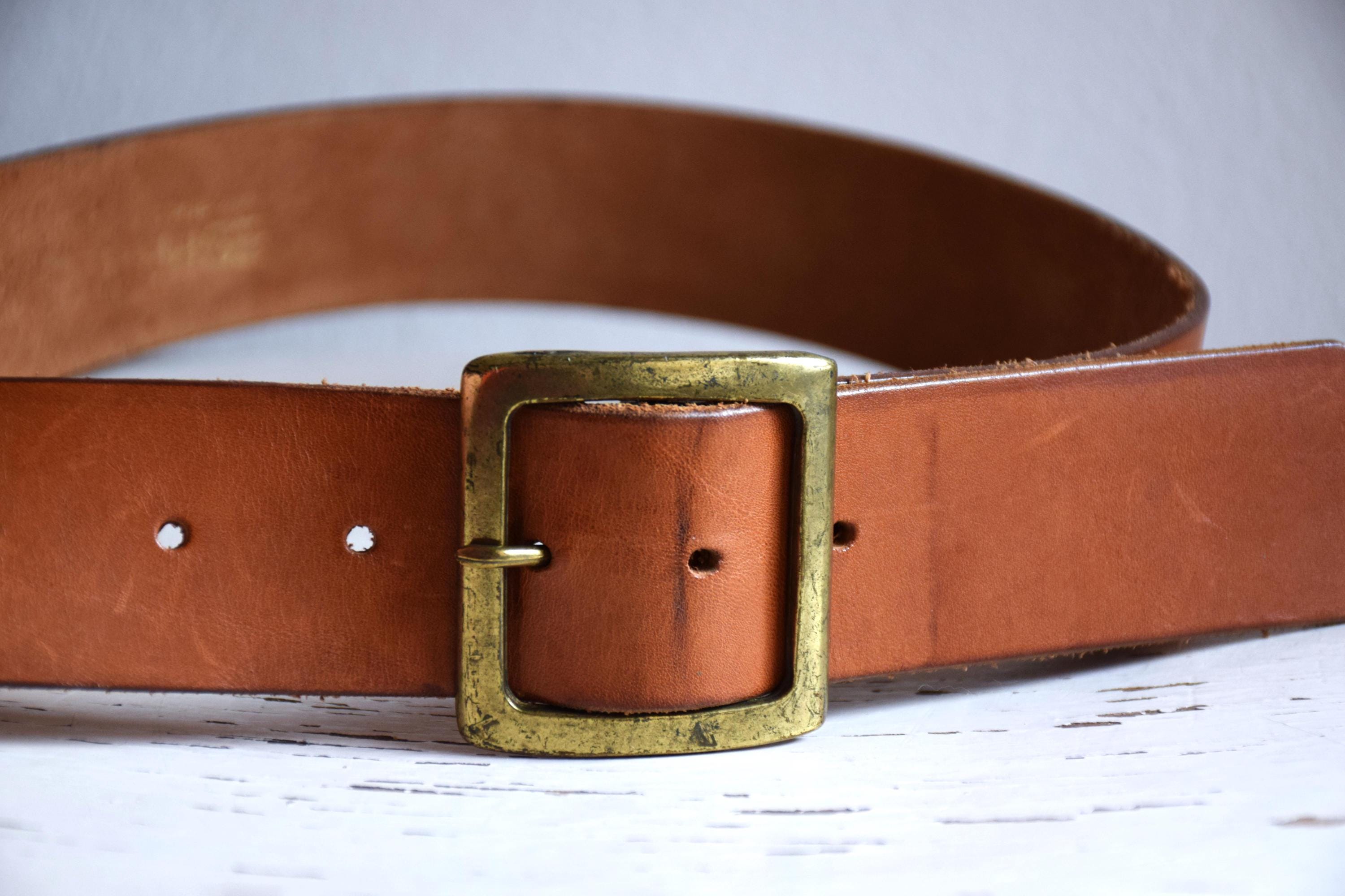 Esprit Antique Brass Buckle Leather Belt medium Vintage Esprit Brown Woven Leather Belt, Brass Buckle, 36  main image 4