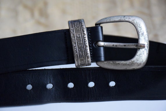 Vintage 90s Black Leather Belt Levi's Full Grain - Etsy