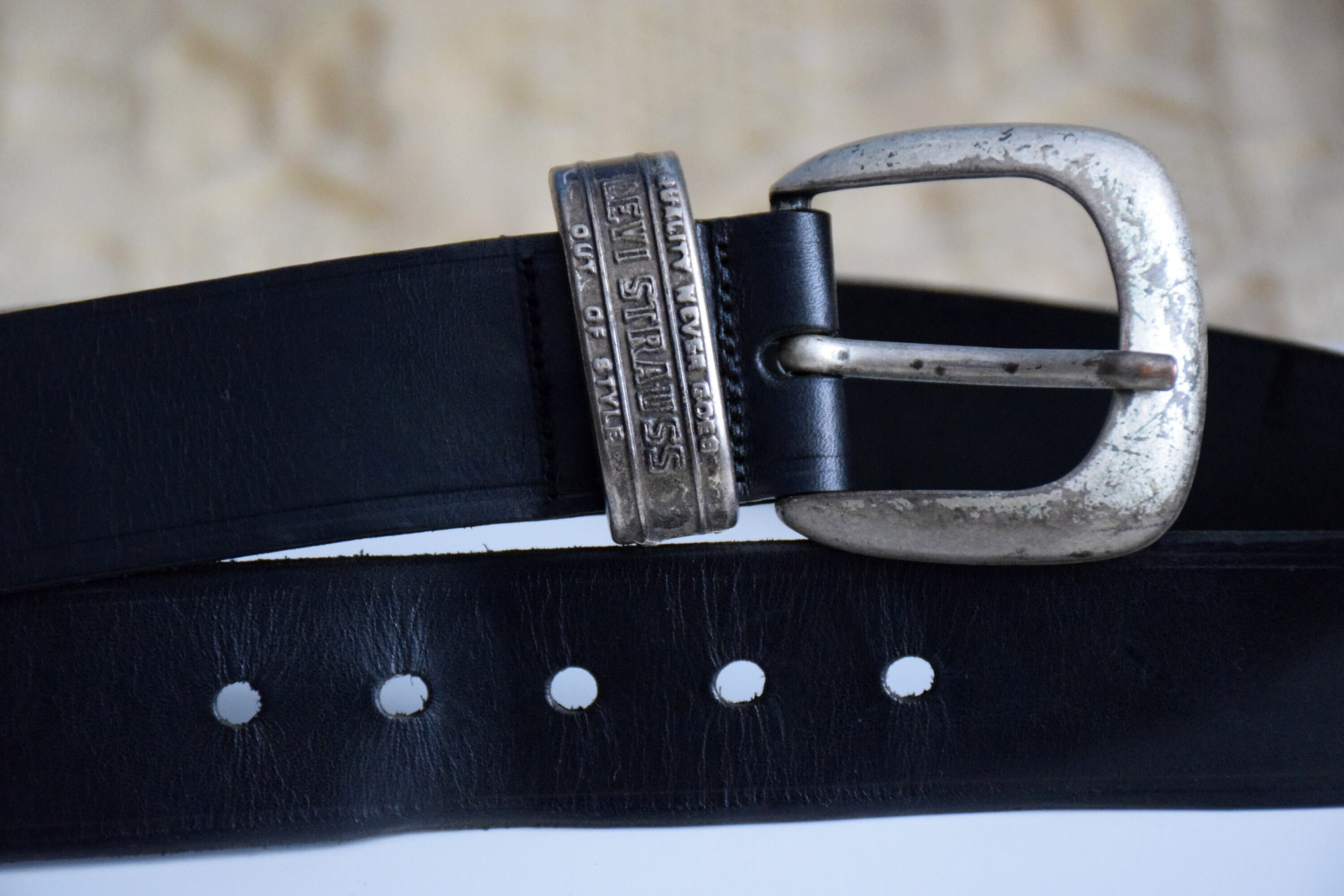 Vintage 90s Black Leather Belt Levi's Full Grain - Etsy Finland
