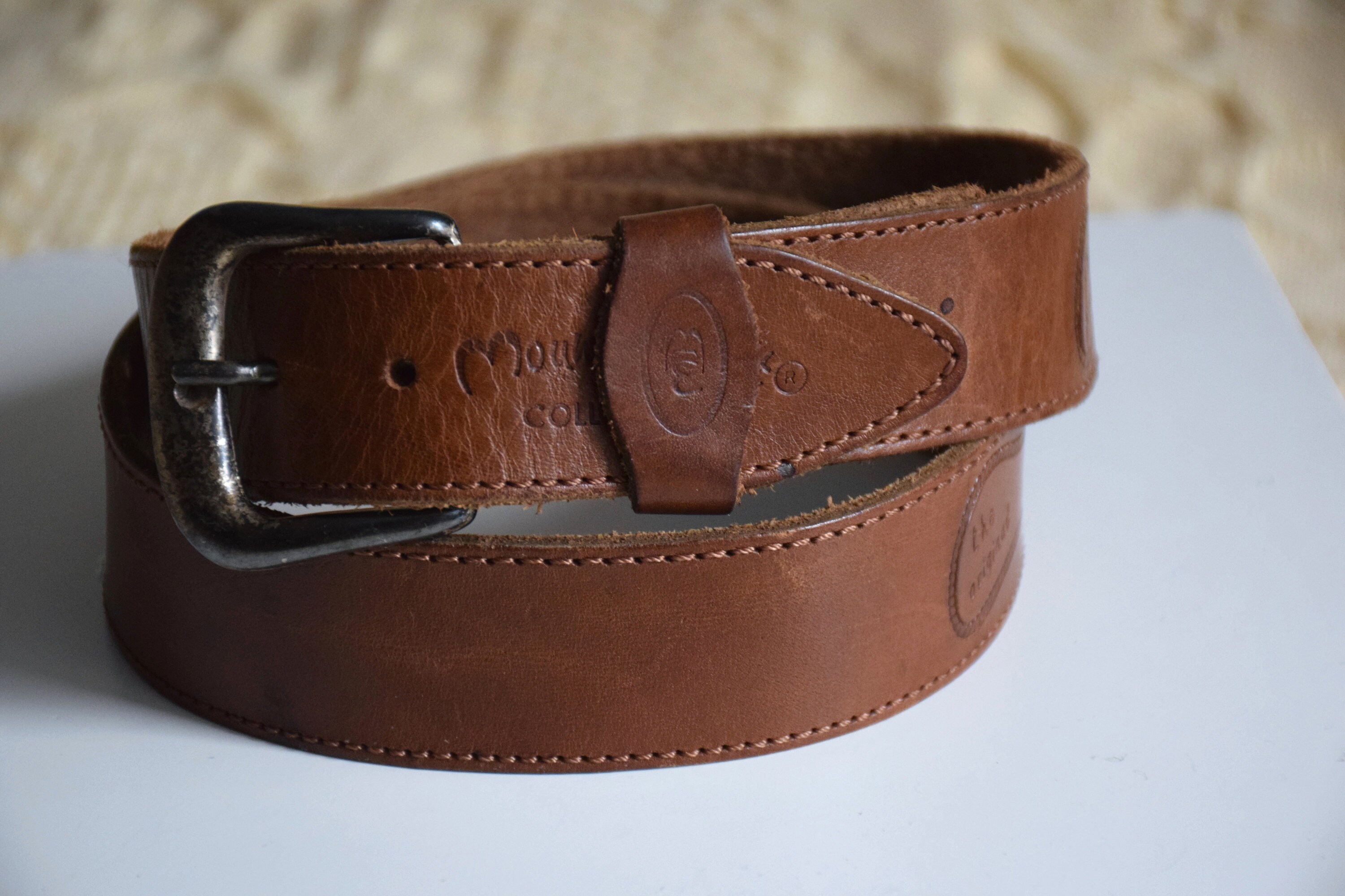 Vintage 90s Brown Belt, Brown Real Leather Belt With a