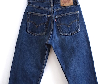 Vintage 90s Levi's 501 dark blue jeans, 24 inch waist, Made in UK