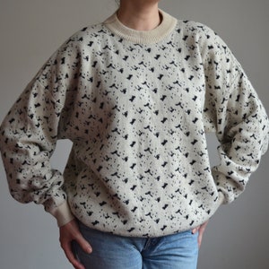 Vintage 90s Pattern Sweater: Oversized Wool Blend Jumper, Made in Italy