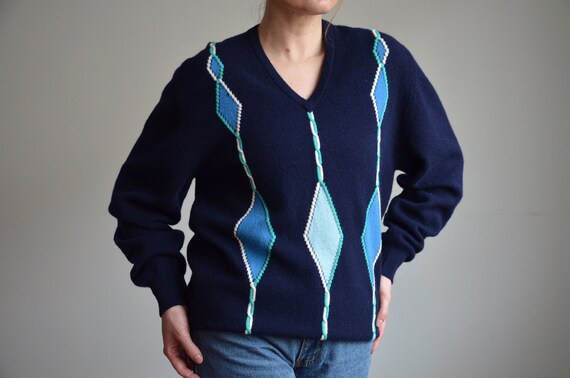 Vintage 80s / 90s blue Pringle wool sweater, Made… - image 7