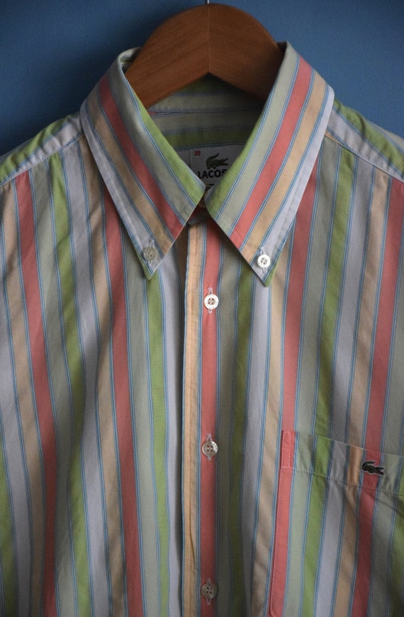 Vintage 90s Lacoste striped shirt, short sleeve m… - image 3