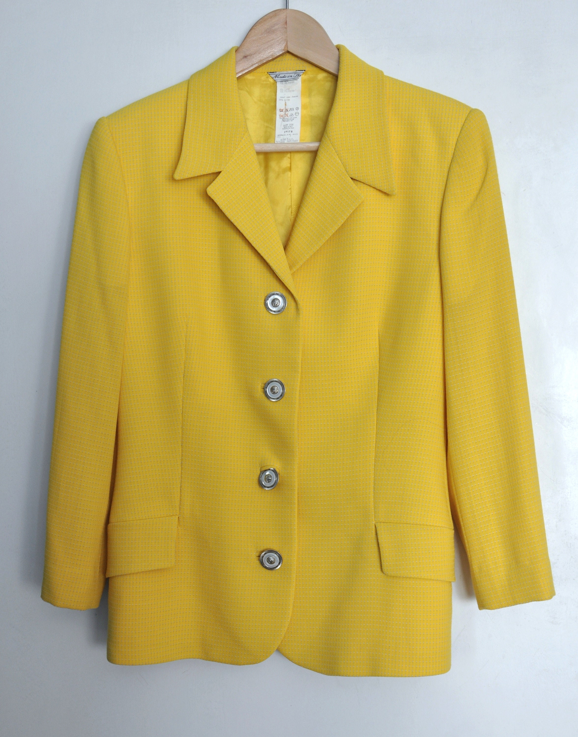 Vintage 90s GIANNI VERSACE Couture Blazer: Yellow Wool-blend