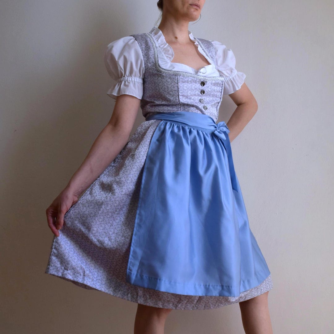 Vintage Tapestry Dirndl Dress: Lavender Corset Oktoberfest Set (36 EU/6 US
