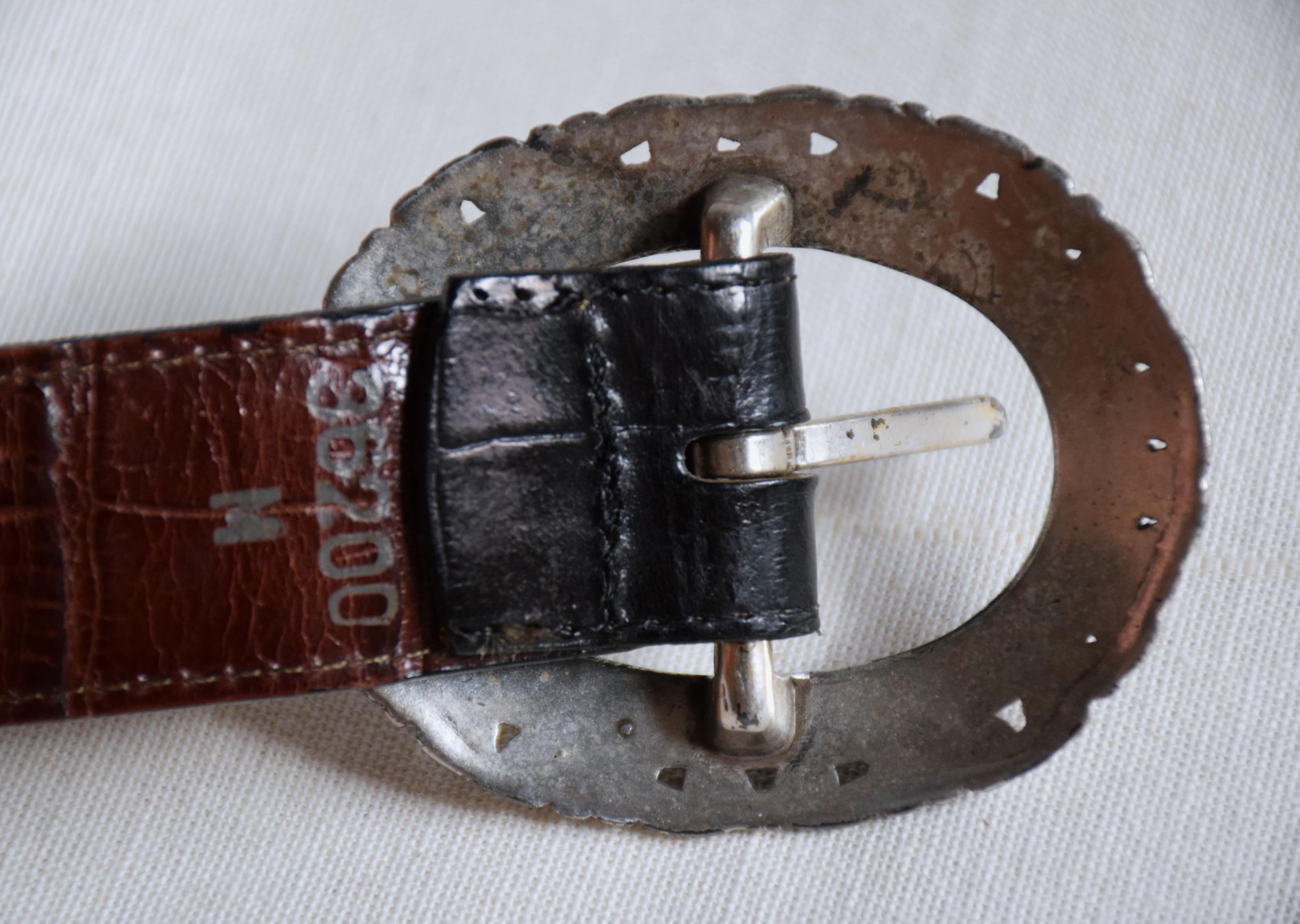 Vintage 90s Western Leather Belt, Brown & Black Reversible  display picture 1