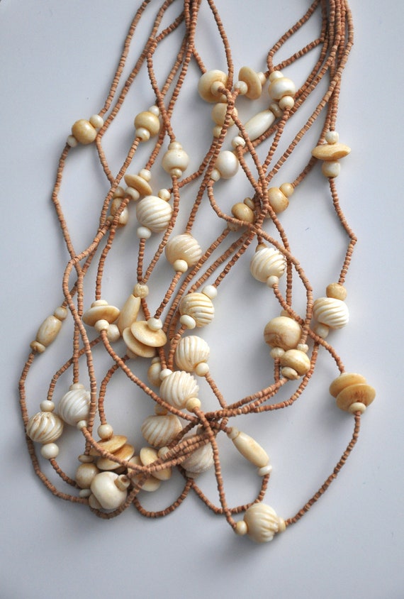 Vintage 80s  / 90s beaded multi strand necklace, … - image 5