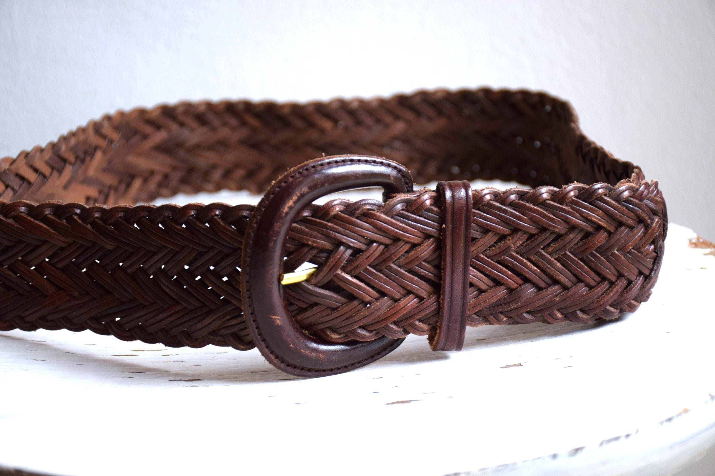 Vintage Y2k Festival Braided Leather Waist Belt Brown Boho Chic XXL Vintage 90s Y2K Women main image 2