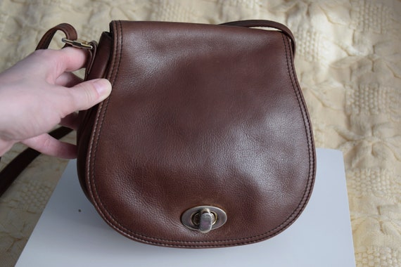 Vintage 90s Picard leather crosbody bag, small br… - image 3